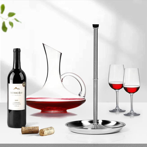 Wine Decanter Drying Stand with Silicone Head to Prevent Scratches-Detachable Shelf Decanter Rack Holder with Drip Catching Base, Decanter and Win...