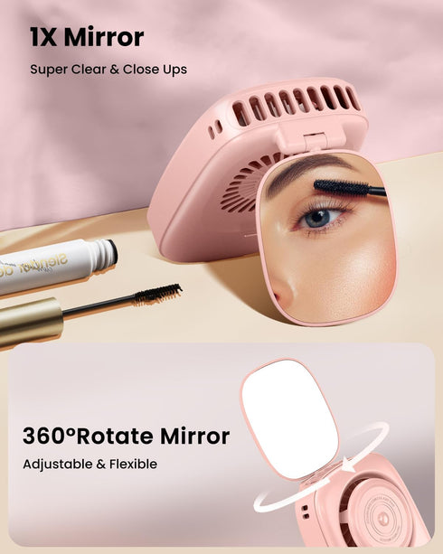 Gaiatop Neck Fan Rechargeable Mini Portable Fan Cute Camera Design, Small Desk Fan with 360°Rotate Mirror, 3 Speed USB Handheld Fan with LED Displ...