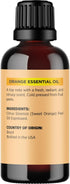 Pure Sweet Orange Essential Oil - Cold Pressed Orange Oil Essential for Diffuser Humidifier and Skin Use - Aromatherapy Diffuser Oil and Cleansing...