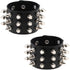 Multicolor PU Simulated Leather Silvert-tone Spikes Rivets Adjustable Buckle Bracelet, Pack of 2 PCs...