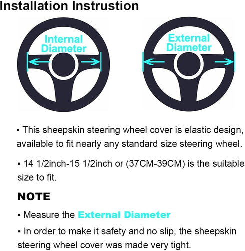 Soft Fluffy Sheepskin Car Steering Wheel Cover for Universal Auto Vehicle Women Man 14 1/2 inch-15 1/2inch Fuzzy Accessories (Saddle Brown)...