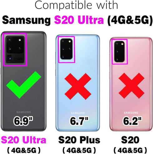 Asuwish Phone Case for Samsung Galaxy S20 Ultra 5G with Tempered Glass Screen Protector and Credit Card Holder Slot Hybrid Protective Cell Cover S...