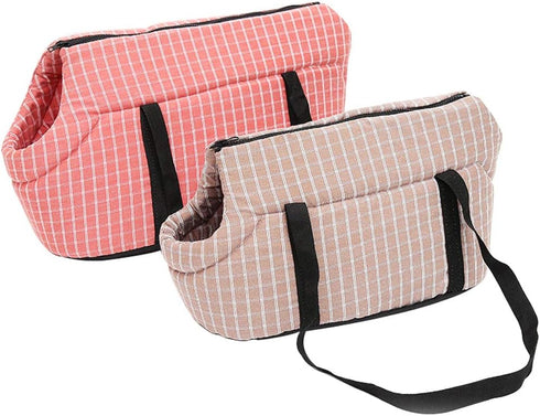 Thickened Warm Pet Sling Carrier Purse Dog Tote Bag Portable Hand-Free Lattice Cats Shoulder Bag with Cushion Strap Zipper for Travel Outdoor Shop...