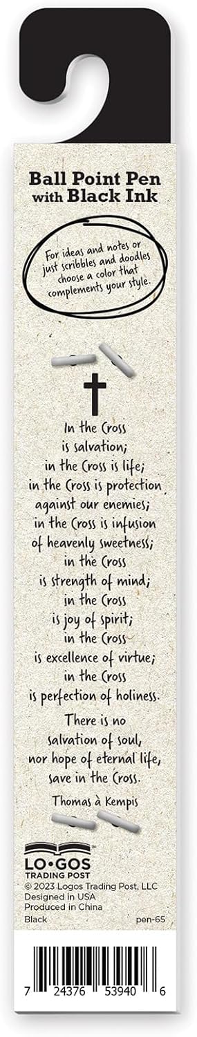 Christian Pens With Cross - Black, Soft Touch Barrel Ballpoint Pen With Clip & Black Ink, Inspirational Bible Study Pens For Bible Journaling, Gif...