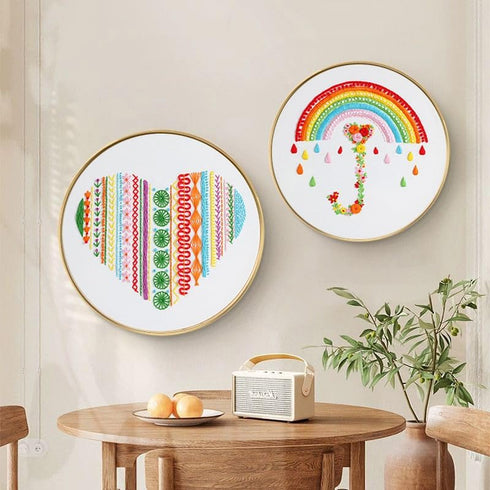 Konrisa Easy Embroidery Kit for Beginners Stamped Embroidery Starter Kit DIY Sewing Needlepoint Cross Stitch for Kids & Adults, Stitch Practice Ki...