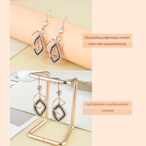 Dangle Earrings for Women, 925 Sterling Silver Handmade Linear Swirl Wire Bohemian Boho 14K Gold Diamonds Earrings Hypoallergenic Earrings Fashion...