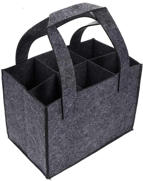 Teensery 6 Bottle Wine Carrier Bag Felt Wine Bottle Tote Bag Portable Wine Storage Bag Reusable Grocery Bag with Handle for Wedding Birthday Trave...
