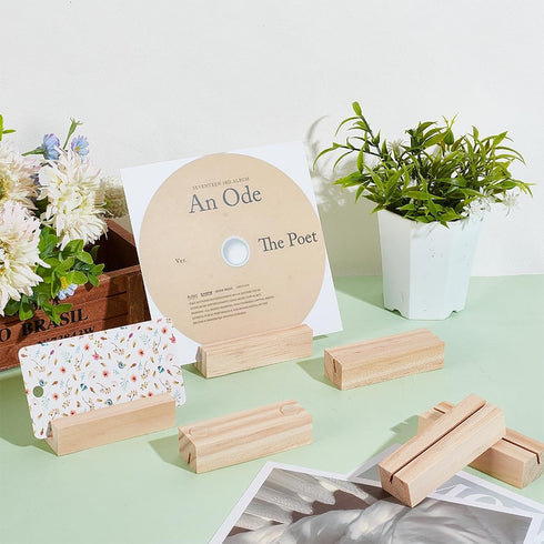 OLYCRAFT 20PCS Wood Place Card Holders Wood Name Card Holder Table Number Stands for Wedding Party Events Decoration Double Side Display Mini Blac...