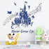 Supzone Castle Wall Stickers Fairy Tale Castle Never Grow Up Quotes Stars Wall Decor for Baby Nursery Room Kids Bedroom Wall Decal-Navy Blue...