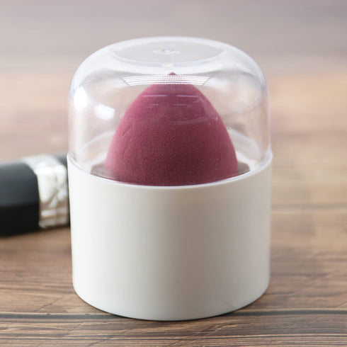 Makeup Sponge Blender Holder Travel Carrying Case Sponge Drying Rack Stand Holder Egg Powder Puff Drying Shelf Cute NO SPONGE INCLUDED (White with...