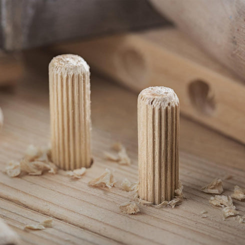 Wooden Dowel Pins 1/4"(6mm), Hardwood Made Tapered Wood Fluted Dowels Rods for Woodworking DIY Projects 200 Pcs...