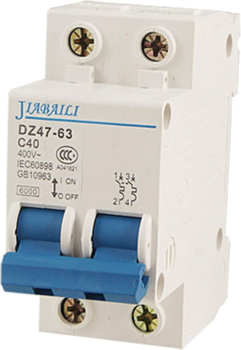 uxcell ON/OFF Safety Switch 2 Poles Miniature Circuit Breaker AC 400V 40A...