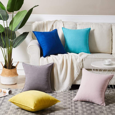 Fancy Homi 4 Packs Decorative Throw Pillow Covers 18x18 inch, Super Soft Faux Suede Square Pillow Case, Solid Cushion Cover for Couch/Sofa/Bedroom...