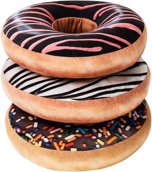 HYSEAS Round Throw Pillow 14 Inch Chocolate Pink Donut, 3D Digital Print Decorative Comfortable Soft Plush Funny Food Shaped Pillow Light Weight S...
