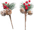 Crafare 20 Pack Artificial Christmas Tree Picks Assorted Red Berry Pine Picks Spray with Pinecones Apples Holly Leaves Winter Holiday Season Déco...