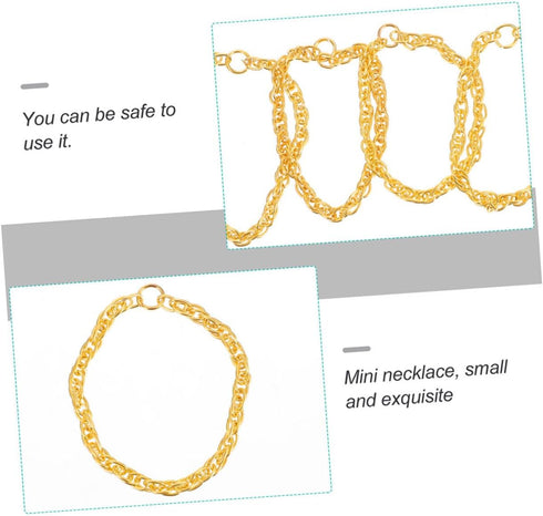 50pcs Adjustable Gold Necklace Golden Dolls Chain Necklace Gold Necklace Prom Miniature Gold Chain Necklace Hip Hop Chain Necklace Toys Princess A...