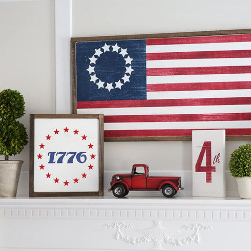 4 Packs Stars American Flag Stencils, Reusable Patriotic Stencils Including 1776 American Flag We The People America Stencil for Painting on Wood ...