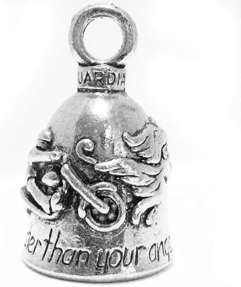 Guardian Bell Guardian Angel Motorcycle Bell Bike Accessory with Black Bell Hanger - Never Ride Faster than Your Angel can Fly...