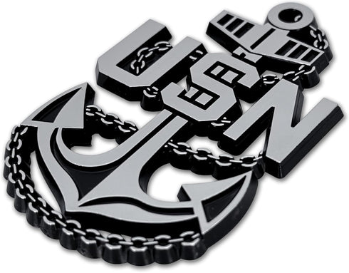 Elektroplate Officially Licensed USN Navy Anchor OEM Chrome Emblem for Cars, Trucks, and All Auto | Universal Fit at 3.25" x 2.1" | Weatherproof...