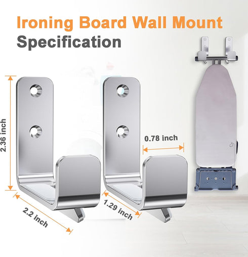 Ironing Board Holder Hanger Wall Mount, 304 Stainless Steel Ironing Board Hanger Y T Leg for Adjustable Distance Ironing Board Holder Hook, Silver...
