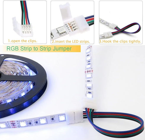BULIK 4 Pin LED connectors for Strip Lights 8MM L and T Shape Connectors,LED Strip Jumper Connectors for Controller...