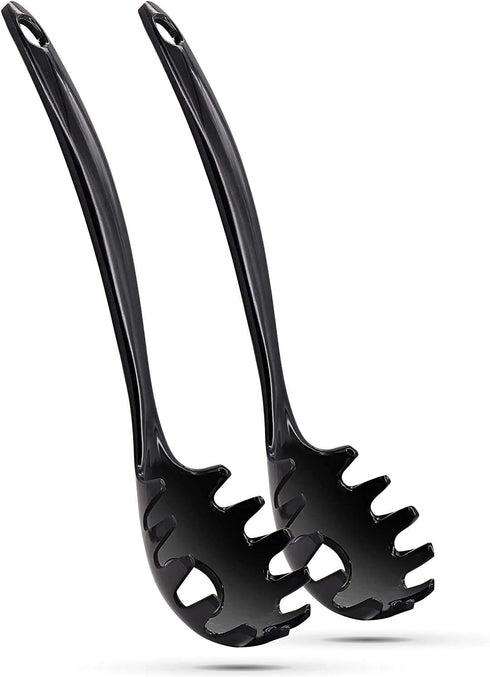 Ram-Pro Melamine Black Spaghetti Fork High Heat Resistant Melaminen-Stick Heavy Duty Cookware Spaghetti Strainer & Spoon Pack of 2...