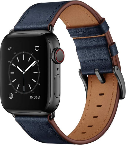 OUHENG Compatible with Apple Watch Band 42mm 41mm 40mm 38mm, Genuine Leather Band Replacement Strap Compatible with Apple Watch Series 10/9/8/7/6/...