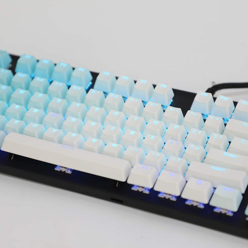 YMDK Double Shot 104 Dyed PBT Shine Through Keyset OEM Profile Keycap Set for Cherry MX Switches Mechanical Keyboard 104 87 61,Blue White Gradient...