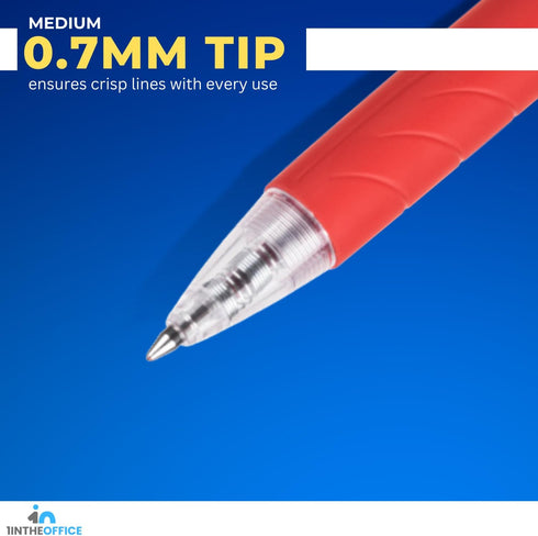 1InTheOffice Retractable Gel Pens, Rollerball, Medium Point 0.7mm, Red Ink, 24 Pack...