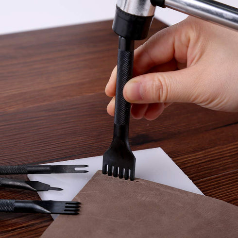 4 Pcs Leather Prong Punch Tool Set Leather Craft Tool Hole Punches 1/2/4/6 Leather Prong Punch Leather Lacing Stitching Punch Tool for Leather Cra...