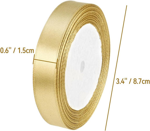 1 Roll Gold Double Faced Satin Ribbon 24 Yards Satin Fabric Silk Ribbon Use for Crafts, Bows Bouquet, Gift Wrapping, Wedding Decoration, Flower Bo...