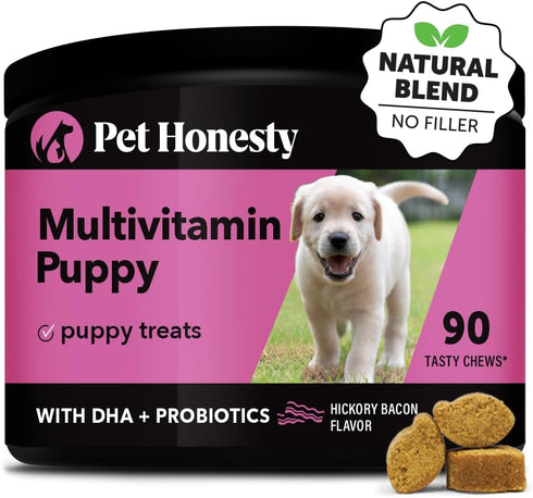 Pet Honesty Multivitamin Puppy Treats - Essential Dog Supplements & Vitamins for Learning and Cognitive Development- Probiotics, Omega Fish Oil fo...