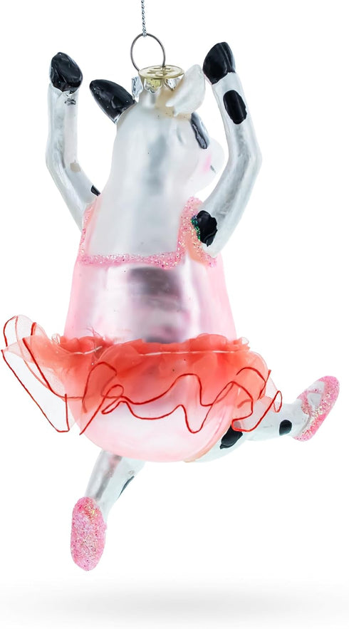 Elegant Cow Dancing Ballet Blown Glass Christmas Ornament...