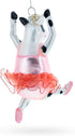 Elegant Cow Dancing Ballet Blown Glass Christmas Ornament...