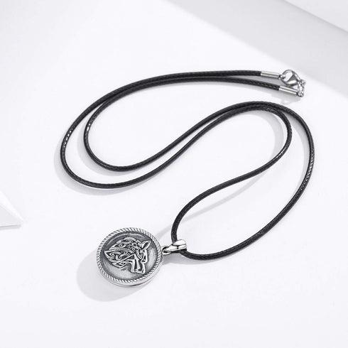 CHENGHONG Wolf Locket Necklace 925 Sterling Silver Locket Necklace That Holds Pictures Vintage Oxidized Viking Necklace Celtic Wolf Pendant Jewelr...