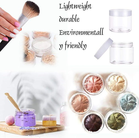 20 PCS 2oz Plastic Empty Jars with Lids(White),Wide-Mouth Refillable Storage Containers for Cosmetics,Empty Storage Container for Candy,Beads,Slim...