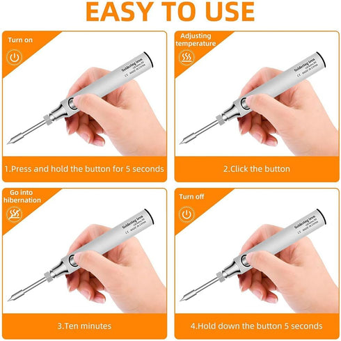 Portable Cordless Soldering Iron Kit - Rechargeable Electric Soldering Gun for Home Appliance Repair - USB Powered...