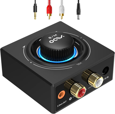 YMOO B06T3 Bluetooth 5.3 Receiver, 100ft RCA Bluetooth Audio Adapter for 3.5mm Jack AUX HiFi Home Stereo/Speaker from Smartphone/Tablet/Laptop,Dua...