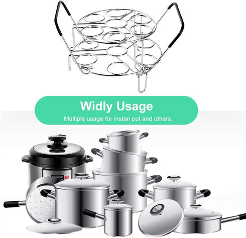 Stackable Egg Steamer Rack, BiaoGan Egg Cooking Rack with Heat Resistant Silicone Handles Compatible with Instant Pot Accessories 6,8 Quart, 18 Eg...