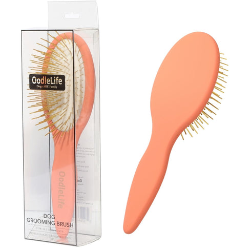 Pet Grooming Detangler Pin Dog Brush For Shedding and Removing Loose Fur, Premium Lightweight Wood with Gold Plated Pins for Long Hair (Pin Brush ...