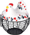 Chicken Design Ceramic Egg Storage Basket Iron Basket Holds 20-25 Eggs, Egg Holder, Organizer Case, Container Egg Basket Holder...