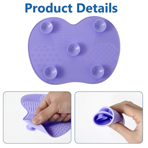 Makeup Brush Cleaner Mat Silicone Pad 2 Pcs Cosmetic Clean Brush Washing Tool Portable Suction Cup Rinse Color Removal Box Beauty Blender Multifun...
