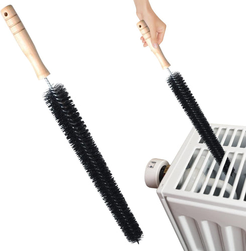 2 Pack Radiator Brush, Dryer Cleaner Vent Brush, 40 cm Long Flexible Pipe Refrigerator Coil Brush, Vent Cleaner Brushes with Wooden Handle for Ref...