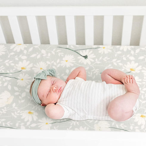 GRSSDER Soft Muslin Crib Sheet 1 Pack, 100% Cotton Crib Sheets for Boys and Girls, Fit Standard Crib Mattresses 52" x 28" Safe and Snug, Stylish D...