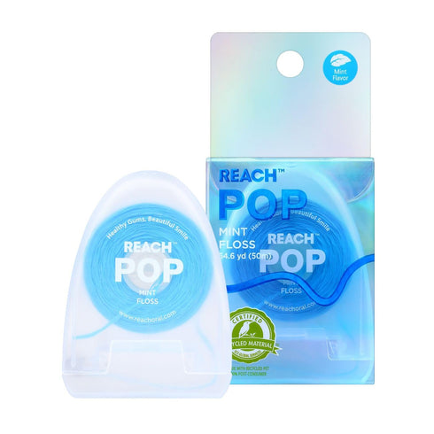 REACH POP Dental Floss | Vegan Wax & PFAS-Free | Durable & Shred Resistant | Slides Smoothly & Easily | Effective Plaque Removal | Blue Color Flos...