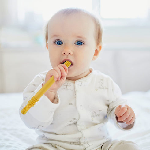 Hollow Teether Tubes, 6 Pack Chew Straw Toy for Infant Toddlers Silicone Teething Toys for Babies, 0-6 Months 6-12 Months BPA Free/Freezable/Dishw...