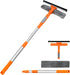 Squeegee for Window | 2-in-1 Window Cleaner Sponge and Soft Rubber Strip with Telescopic Extension Pole 25”-36” | Window Washer for Shower, Car Wi...