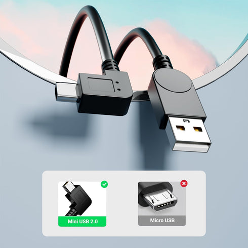 Mini USB Cable, 90 Degree USB 2.0 A to Mini B USB Cable,Right Angle USB 2.0 A-Male to Mini-B Adapter Cord Power Charger Wire for GPS Car Dash Cam ...