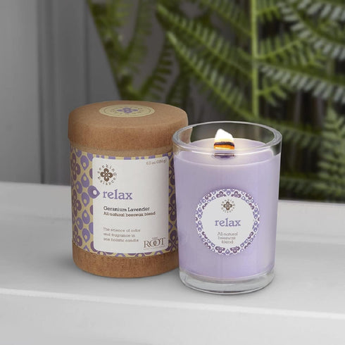Root Candles Seeking Balance Small Spa Candle, 6.5-Ounce, Relax: Geranium Lavender...