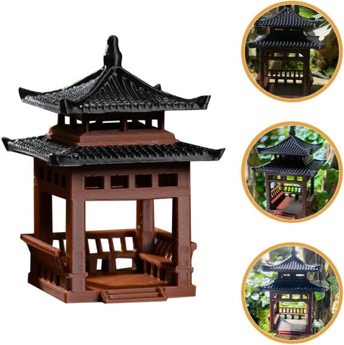GANAZONO Mini Pagoda Statue Miniature Japanese Garden Pavilion Aquarium Fish Tank Micro Landscape Ornament for Fairy Garden Accessories S...